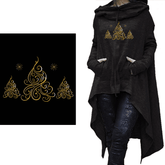 Long Hoodie Golden Trees Hi Lo Hem Faux Glitter Trees